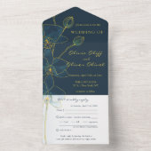 ソフトブルー結婚オーキッドの全招待状 オールインワン招待状 (内側)