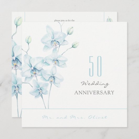 ソフトブルー結婚ランの50周年 招待状 (正面/裏面)