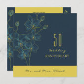 ソフトブルー結婚ランの50周年 招待状 (正面/裏面)