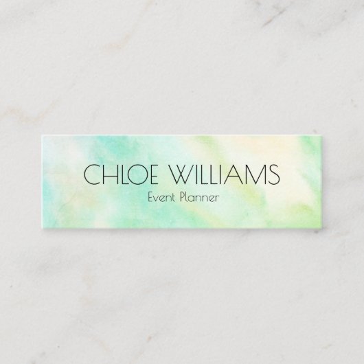 ソフトブルー絵画グリーンの抽象芸術ブラシ水色 スキニー名刺 (正面)