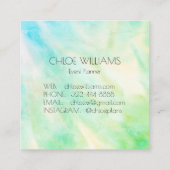 ソフトブルー絵画グリーンの抽象芸術ブラシ水色 スクエア名刺 (裏面)