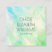 ソフトブルー絵画グリーンの抽象芸術ブラシ水色 スクエア名刺 (正面)