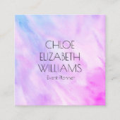 ソフトブルー絵画パープルの抽象芸術水色 スクエア名刺 (正面)