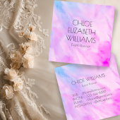 ソフトブルー絵画パープルの抽象芸術水色 スクエア名刺