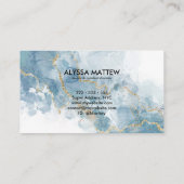 ソフトブルー金ゴールドグリッターモノグラム名イニシャル 名刺 (裏面)