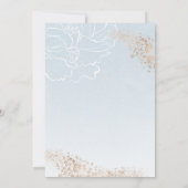 ソフトブルー金ゴールドフローラブライダルシャワー 招待状 (裏面)