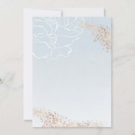 ソフトブルー金ゴールドフローラブライダルシャワー 招待状 (裏面)