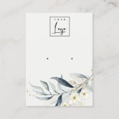 ソフトブルー金ゴールドリービボタニカルロゴイヤリングホルダー 名刺 (正面)