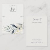 ソフトブルー金ゴールドリーフ植物性ロゴネックレスホルダー 名刺 (正面/裏面)