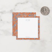 ソフトブルー&オレンジ抽象芸術フローラフラットノートカード ノートカード (正面/裏面インサイチュ)