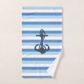 ソフトブルー、ネイビーいかり バスタオルセット (ハンドタオル)