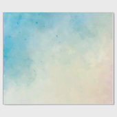 ソフトブルー&バラ水彩包み紙 ラッピングペーパー (フラット)