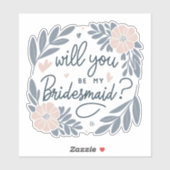 ソフトブルー&パステルピンク私の花嫁になる シール (シート)