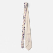 ソフトブルー&パープルコスモスワイルドフラワー結婚ズ ネクタイ (裏面)