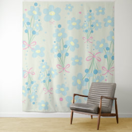 ソフトブルー&ピンク調和 タペストリー