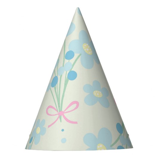 ソフトブルー&ピンク調和 パーティーハット (正面)