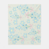 ソフトブルー&ピンク調和 フリースブランケット (正面)