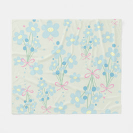 ソフトブルー&ピンク調和 フリースブランケット