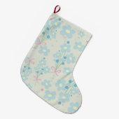 ソフトブルー&ピンク調和 ラージクリスマスストッキング (正面 (吊り時))