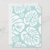ソフトブルー ホワイト トロピカル リーフ 25周年 招待状 (裏面)