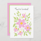 ソフトプラムピンクフローラブーケ招待状 招待状 (正面/裏面)