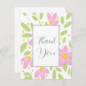 ソフトプラムピンクフローラブーケ サンキューカード (正面/裏面)