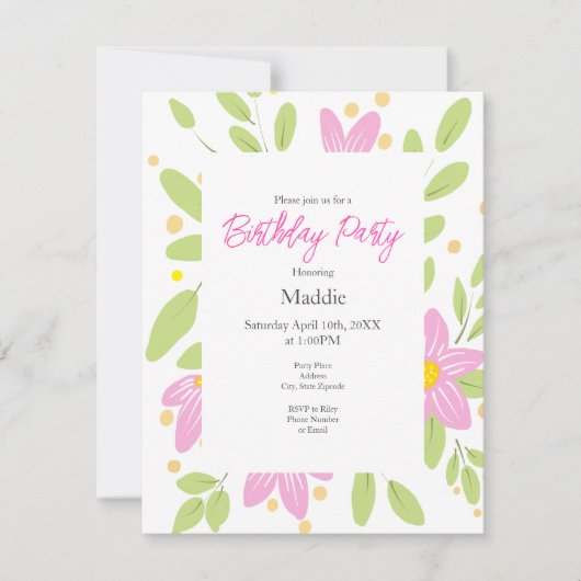 ソフトプラムピンクフローラブーケ 招待状 (正面)