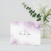 ソフトプラムMauve水彩抽象芸術感謝してい枠Yo サンキューカード (スタンド正面)