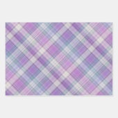 ソフトプルズ淡い色の、緑と白のプレイド ラッピングペーパーシート (正面)