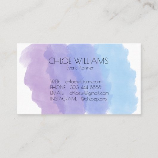 ソフトプルブルー絵画の抽象芸術ブラシ水色 名刺 (裏面)