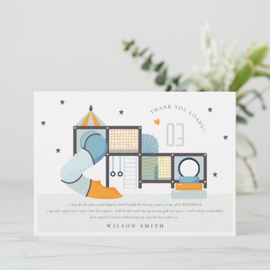 ソフトプレイセンター 屋内ジャングルジム 子供の誕生日 サンキューカード (スタンド正面)