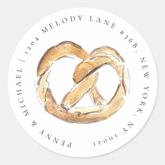 ソフトプレッツェルウォーターカラー差出人住所 ラウンドシール (正面)