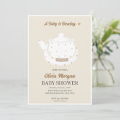 ソフトベビーシャワー茶パーティーティーポット招待カード 招待状 (スタンド正面)