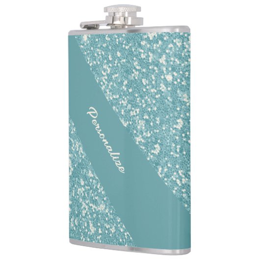 ソフトベビーブルーグリッタートレンディーシックパーソナライズされたFl フラスク (左)