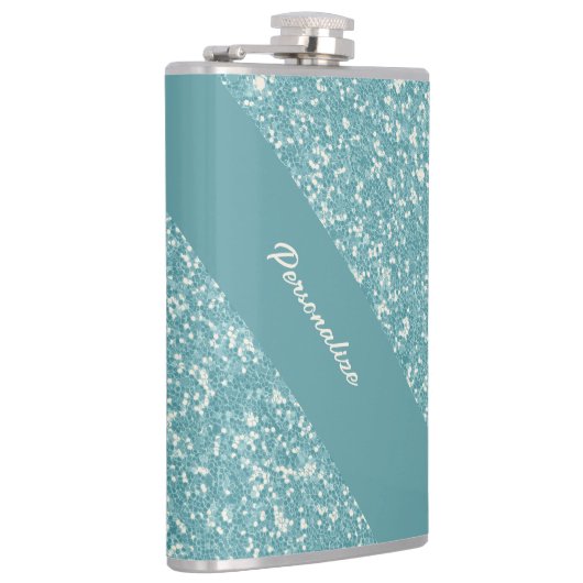 ソフトベビーブルーグリッタートレンディーシックパーソナライズされたFl フラスク (右)