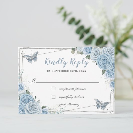 ソフトベビーブルーフローラバラキンセアニラバタフライ 出欠カード (スタンド正面)