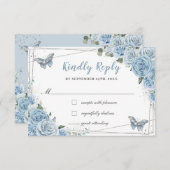 ソフトベビーブルーフローラバラキンセアニラバタフライ 出欠カード (正面/裏面)