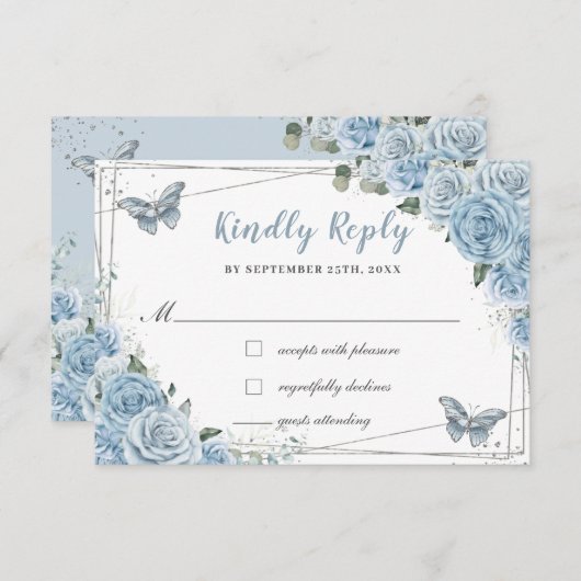 ソフトベビーブルーフローラバラキンセアニラバタフライ 出欠カード (正面/裏面)