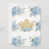 ソフトベビーブルーフローラブライダルシャワーハイティーパーティー 招待状 (裏面)