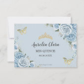 ソフトベビーブルーフローラ金ゴールドキンセアニラ蝶 出欠カード (裏面)