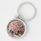 ソフトベビー赤面ピンク結婚ローズの花束 キーホルダー (正面)