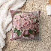 ソフトベビー赤面ピンク結婚ローズの花束 クッション (ブランケット)