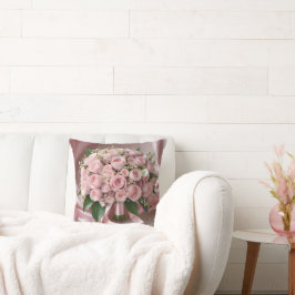 ソフトベビー赤面ピンク結婚ローズの花束 クッション