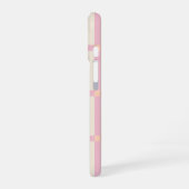 ソフトベージュとピンクの格子柄 iPhone 16ケース (左側面)