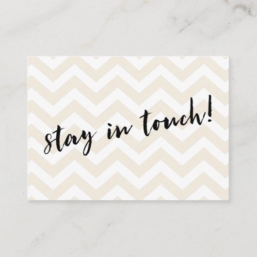 ソフトベージュとホワイトシェブロン「引っ越しました」カード 名刺 (裏面)