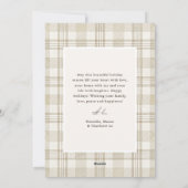 ソフトベージュのギンガム写真クリスマス シーズンカード (裏面)