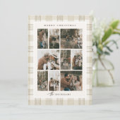 ソフトベージュのギンガム フォト コラージュ シーズンカード (スタンド正面)