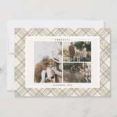 ソフトベージュのギンガム「感謝」ホリデーカード シーズンカード (正面)