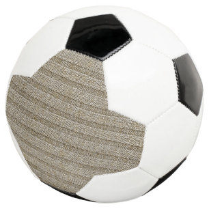 ソフトベージュのジャージーストライプニットパターン サッカーボール