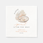 ソフトベージュコースタルパールベビーシャワーナプキンズ スタンダードカクテルナプキン (正面)